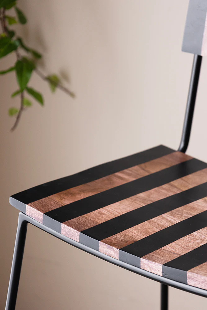 Black Stripe Wooden Bar Stool - Image 10