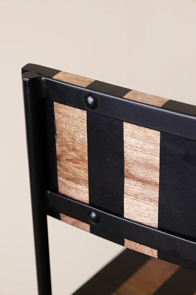 Black Stripe Wooden Bar Stool - Image 11
