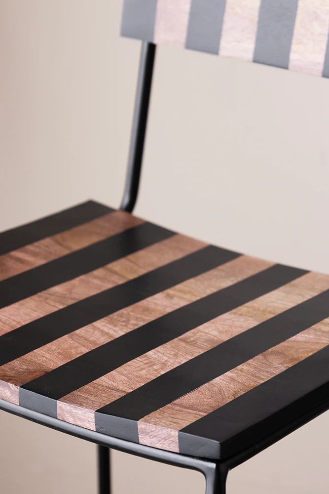 Black Stripe Wooden Bar Stool - Image 9