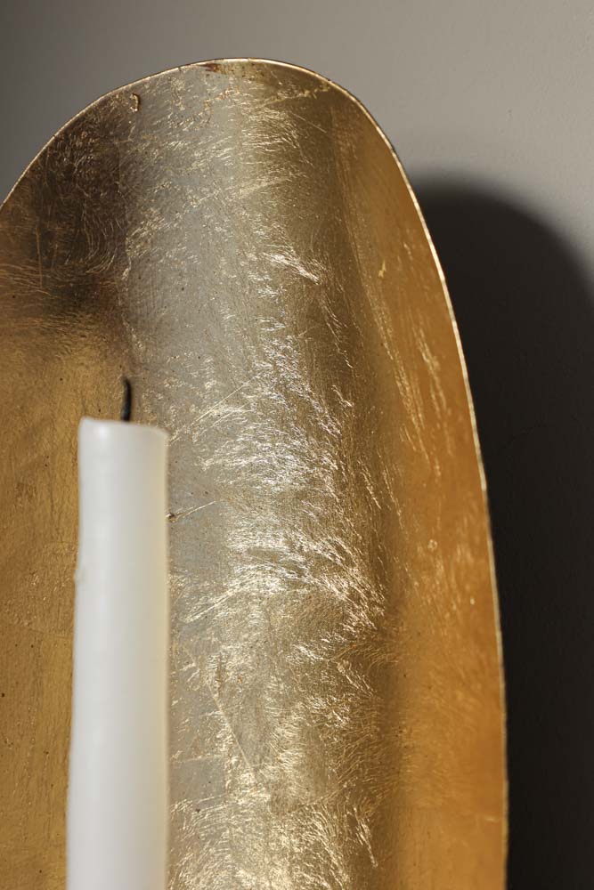Oval Gold Leaf Candlestick Holder Wall Sconce - Image 4