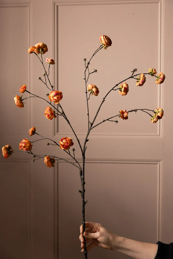 Pretty Faux Ranunculous Stem in Blood Orange - Image 6